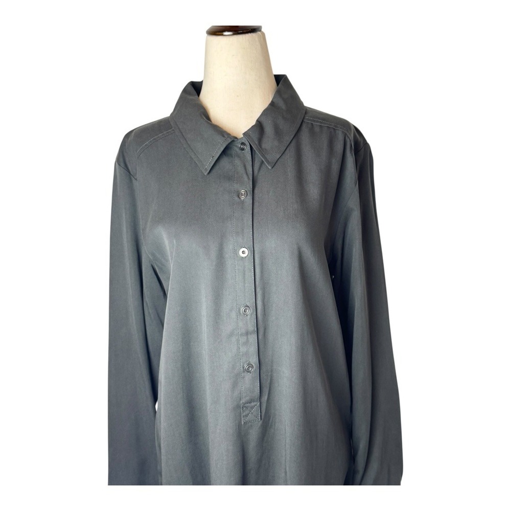Michael Stars Dress Women Large Black Collared Long Sleeve Shirt Dress Mini NWT - Picture 4 of 11